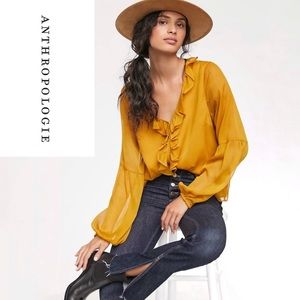 NWT Anthropologie Auberta Ruffle Sleeve Blouse
